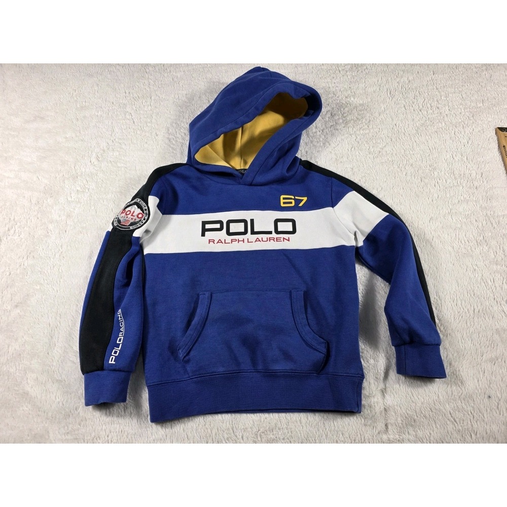 Polo Ralph Lauren Hooded Sweatshirt Youth Kids‎ 7 Pullover Racing Tech Fleece